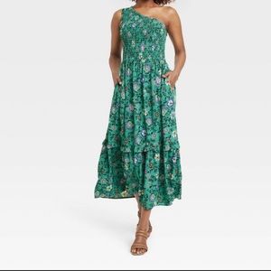 One sleeve A-line Printed Dress